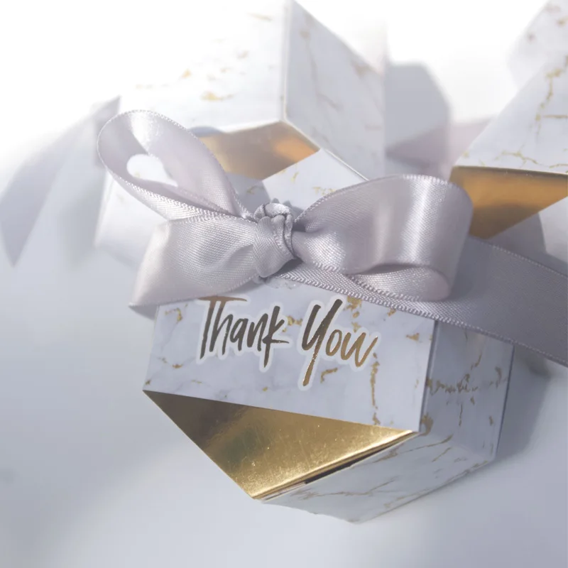 100pcs/Lot Marble Gifts Box Wedding Favors and Candy Boxes Party Supplies Baby Shower Paper Chocolate Boxes Gold Silver