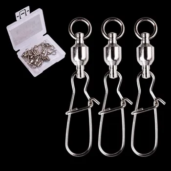 

10Pcs/ Box Strong Ball Swivels with Sold Rings Split Ring Fishing swivel snap Connector Size 0 1 2 3 4 5 6 Fishing Accessories