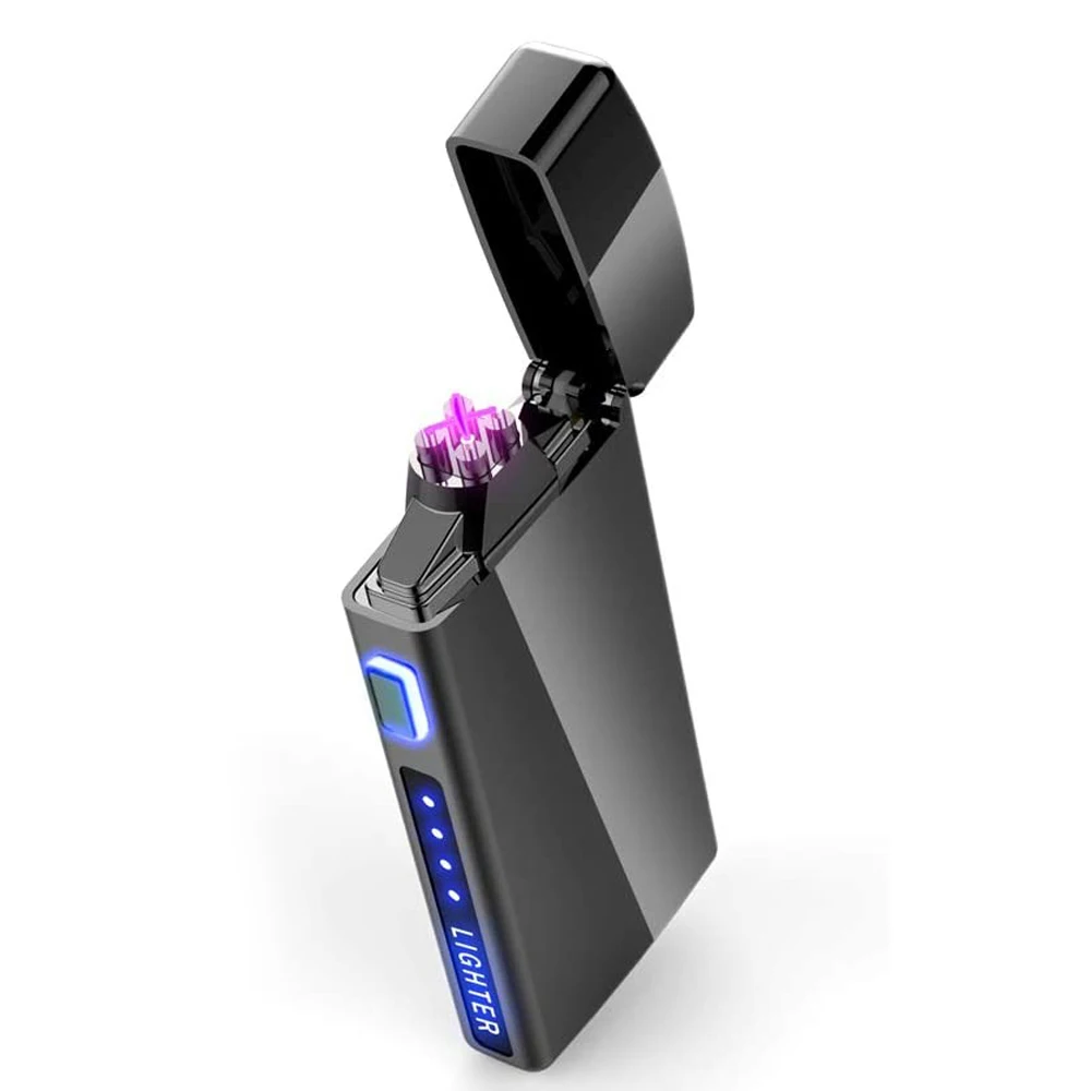 Металлическая ветрозащитная индивидуальная зажигалка с USB-зарядкой двойная