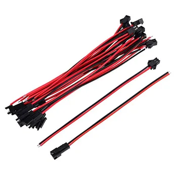 

22 AWG JST SM 2 Pin Plug Male and Female Connector Adapter with 100 mm Electrical Cable Wire for LED Light, 10 Pairs