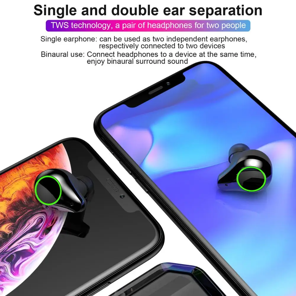 T9 TWS Bluetooth Earphone IPX7 Waterproof LED Power Digital Display with 7000 mAh Charge Box Power