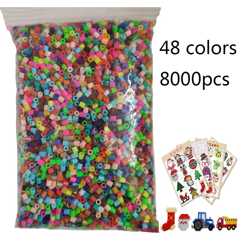 48 Colors Box Set Hama Beads 5mm DIY Toys Ironing Beads 5mm Educational Kids Diy Toys Fuse Beads Pegboard Sheets Free shipping 3