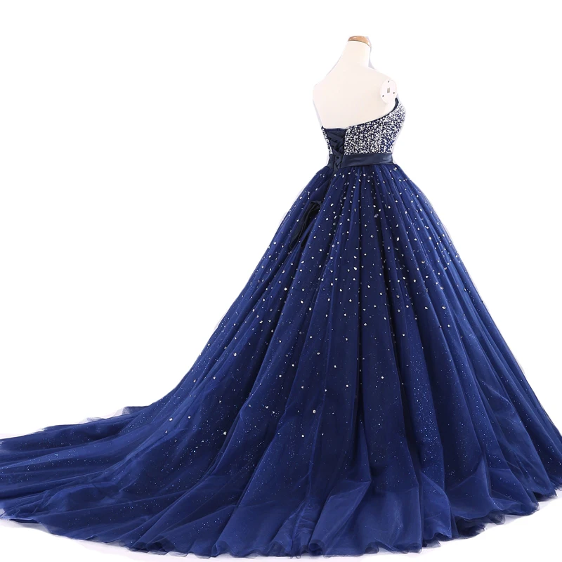 Настоящее фото, без бретелек Quinceanera платья бальное платье с бисером и пайетками, кружевное 16 платья светится в течение 15 лет платья дебютанток
