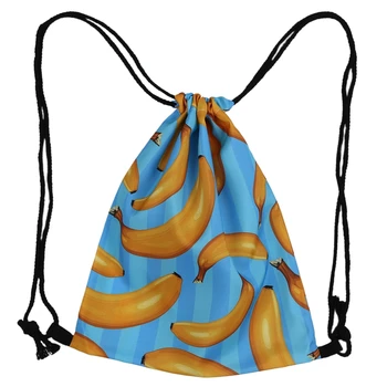 

Women Printing Beach Casual Bookbag Backpacks Drawstring Bags Bag(Yellow and blue)