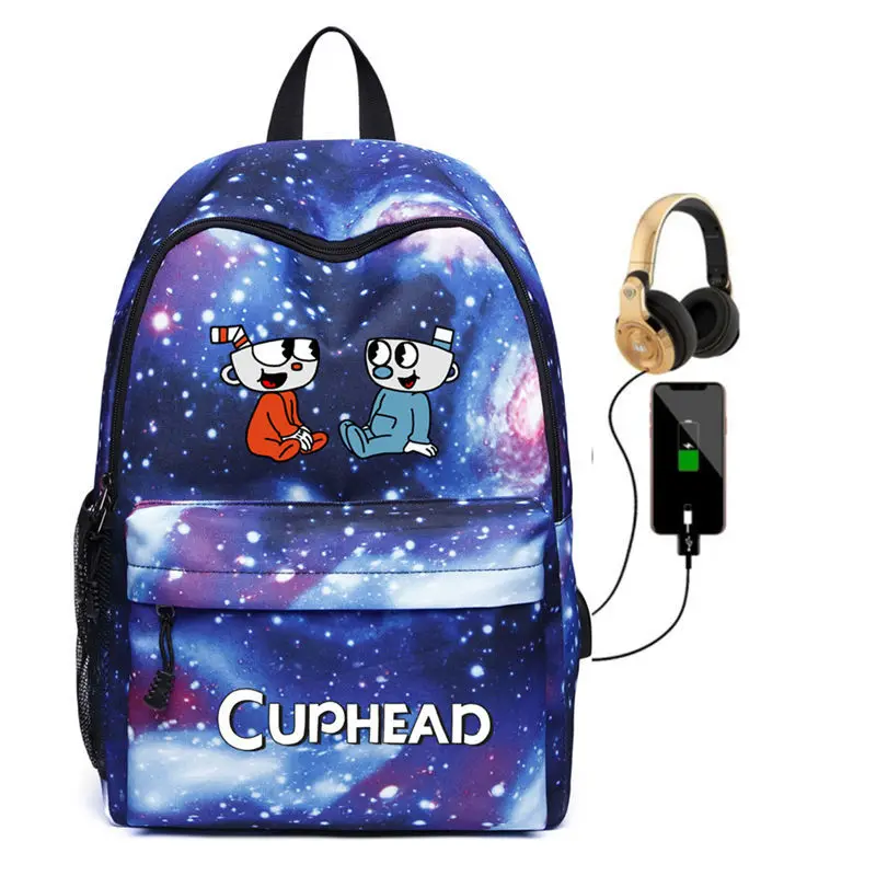 Рюкзак Mugman для подростков с зарядкой через USB Mochila, холщовая школьная сумка для ноутбука, музыкальные дорожные сумки с гарнитурой, сумка на плечо