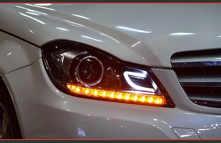 Автомобильный Стайлинг фара чехол для Benz W204 2011- C180 C200 светодиодный фары светодиодный фар H7 D2H HID Ангел глаз Bi Xenon луча