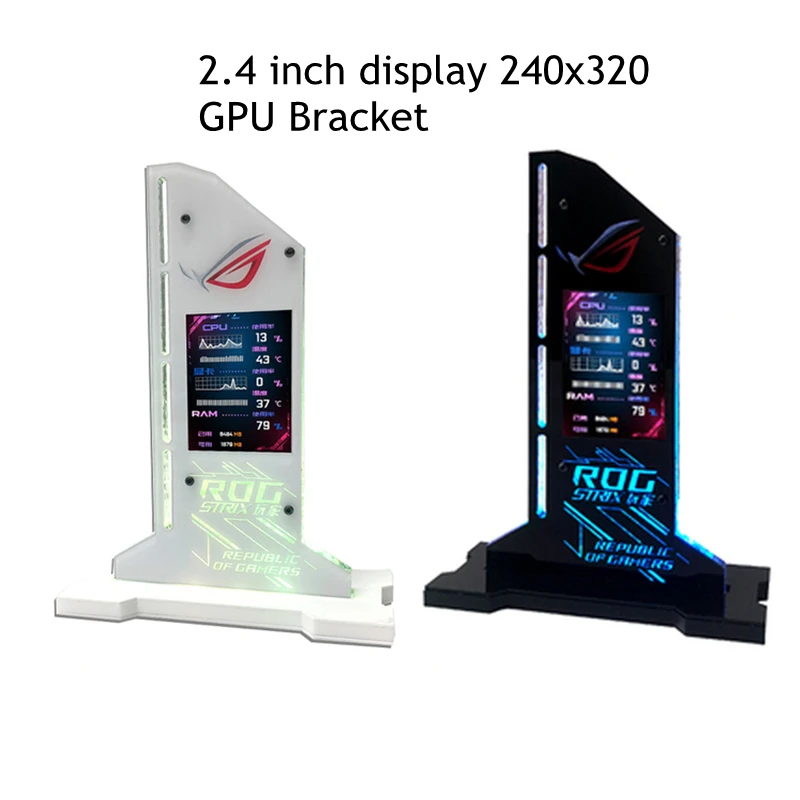 Suporte da Placa de Vídeo Gráfica Vga Suporte com 2.4 Polegada Display Lcd Suporte Rgb Cpu Gpu Ram Monitor Aida64 para Computador Gabinete Gamer Diy
