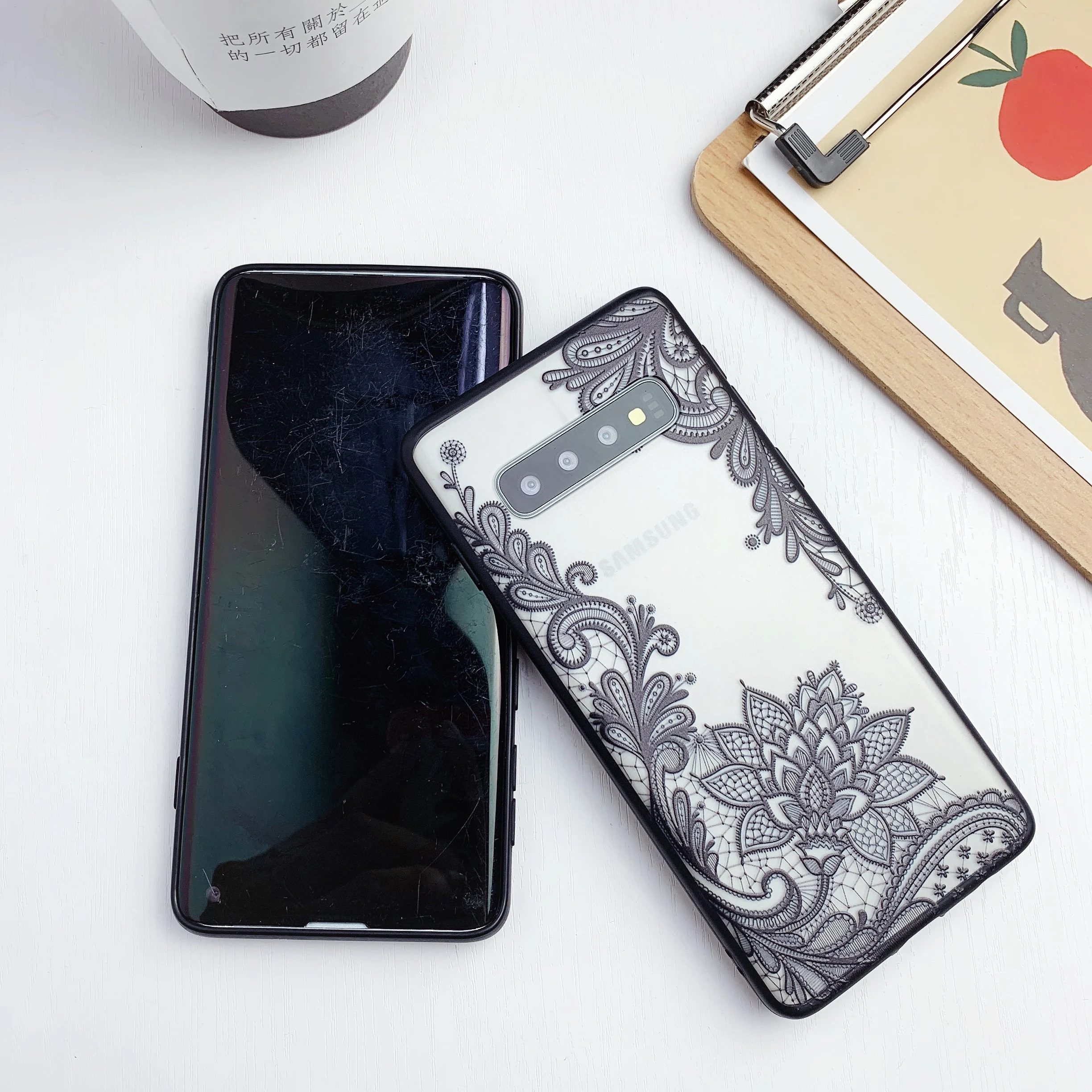 Модное платье с кружевным узором, чехол для Samsung Galaxy S8 S8P S9 S9P S10 S10E S10Plus S10lite A50 A70 противоударный силиконовый защитный чехол