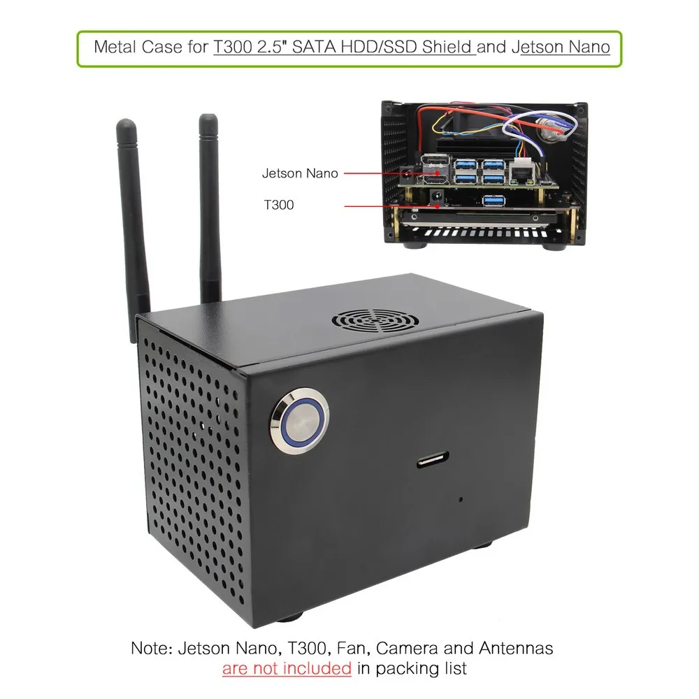  Carcasa metálica NVIDIA Jetson Nano T300 con interruptor de Control de encendido y reinicio para Je