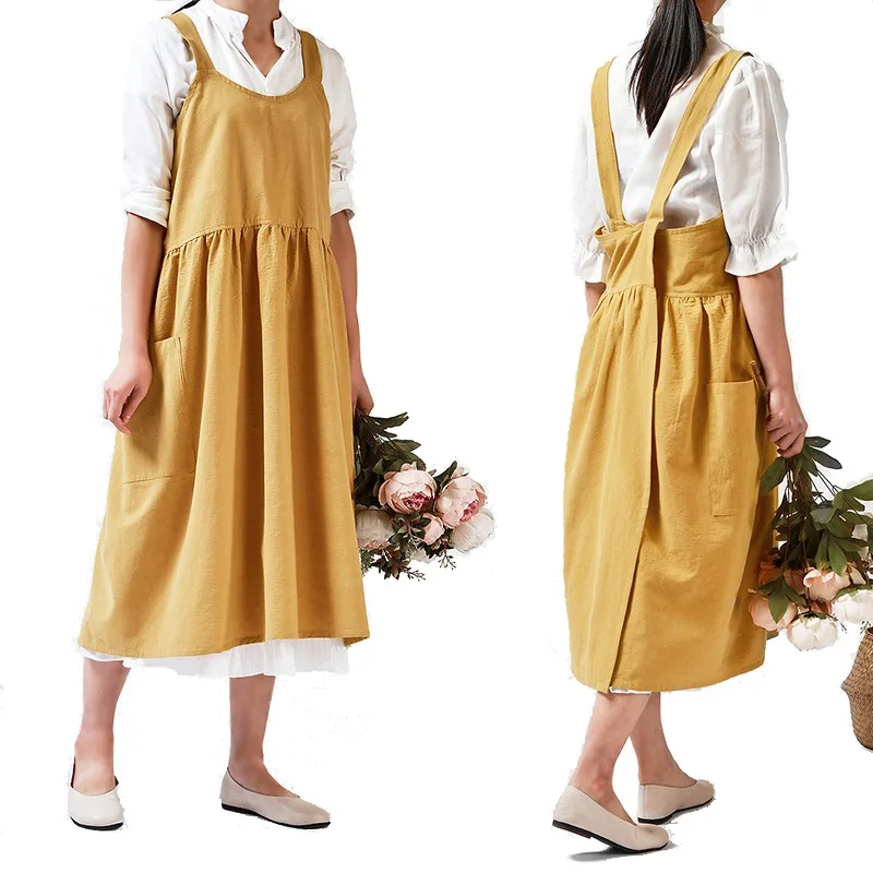 Aprons Home Living Linen Cotton Apron Meadow Cooking Apron Kitchen Apron For Women Linen Apron With Flowers Cute Apron