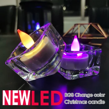 

LED Flameless Candles Tealight Candles With Base(Set of 9) multi-color and yellow color Gifts
