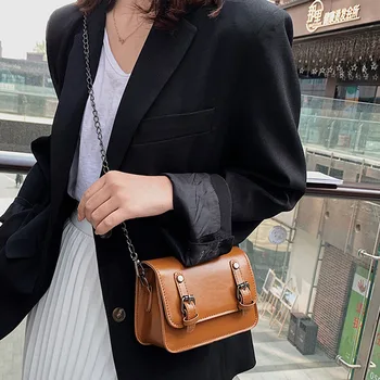 

Retro Pattern Soild Color Small Square Bag For Women 2020 summer Handbag And Small Chain Shoulder Bags
