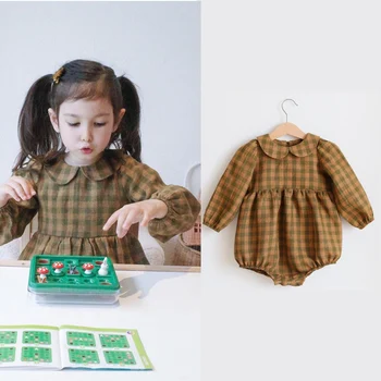 

2020 Brand Baby Girls Bodysuits New Autumn Toddler Infant Fashion Plaid Long Sleeve Jumpsuits Newborn Clothes