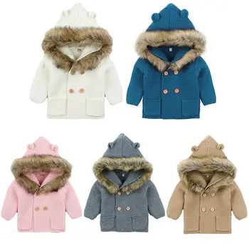 

2020 Baby Spring Clothing Newborn Infant Baby Boy Girl Long Sleeve Knit Outfits Warm Winter Coat 3D Ears Outerwear 02-24M