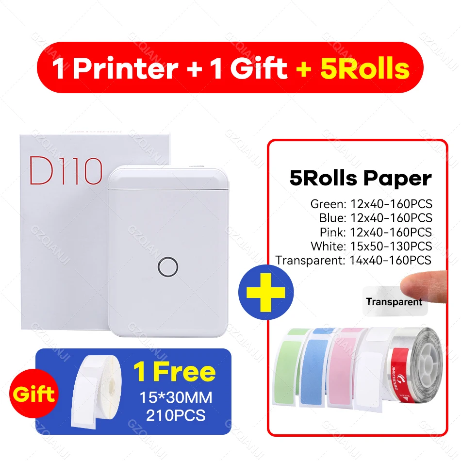 mini thermal printer Niimbot D110 Label Printer Mini Sticker Paper Roll Transparents Wireless Bluetooth Phone Printer Label Price Tag Printing Label small portable printers for travel Printers