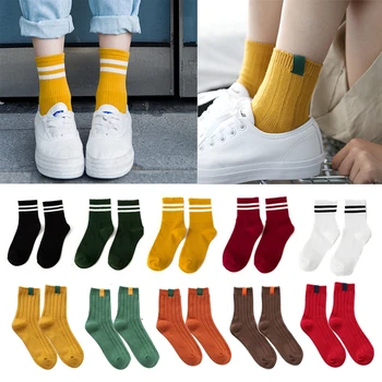 

3Pair Harajuku Short Socks Autumn Winter Women Soft Warm Cotton Socks Colorful High School Girls Comfortable Funny Striped Socks