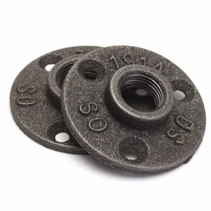 1/2 дюйма три отверстия черный железный фланец труба напольный фитинг резьбовое настенное крепление, 10 шт 1/2 дюйма
