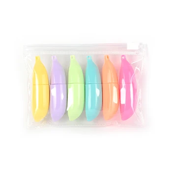 

6 Colors/lot (1bag) DIY Kawaii Watercolor Pens Cute Mini Banana Style Highlighters Markers School Supplies