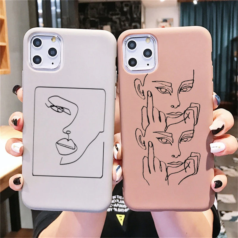 Простой чехол с абстрактным изображением лица для iPhone 11 XR X Xs Max 8 7 6 Plus 6S