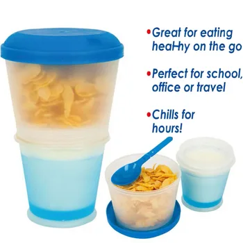 

Creative Breakfast Cup Oatmeal Cup Cereal To Go PP Material Snack Cup With Lid Foldable Spoon Food Container Keep Milk Cold