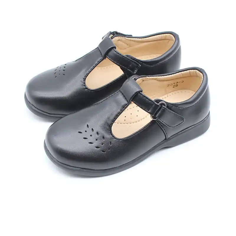 Girls Kids Childrens Black School Pumps 