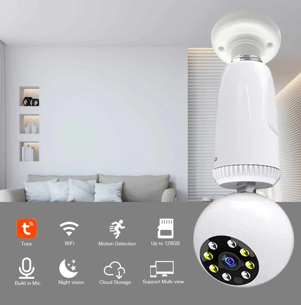 Камера видеонаблюдения Tuya 5 МП Wi-Fi поворот на 360 ° автоматическое отслеживание