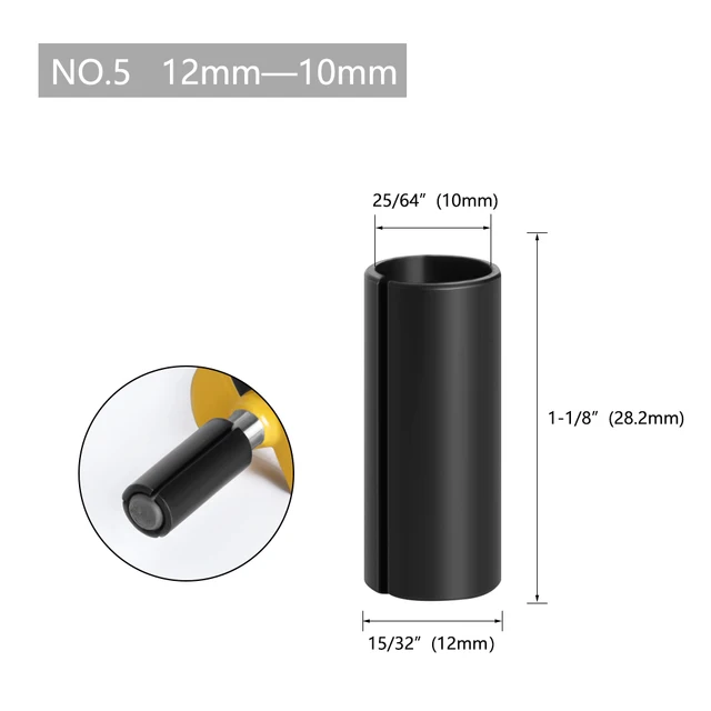 LA VIE 1pc CNC Router Bit High Precision Adapter Collet Milling Cutter Tool Adapters Holder 6mm 6.35mm 8mm 10mm 12mm 12.7mm 4001 NO.5 12x10