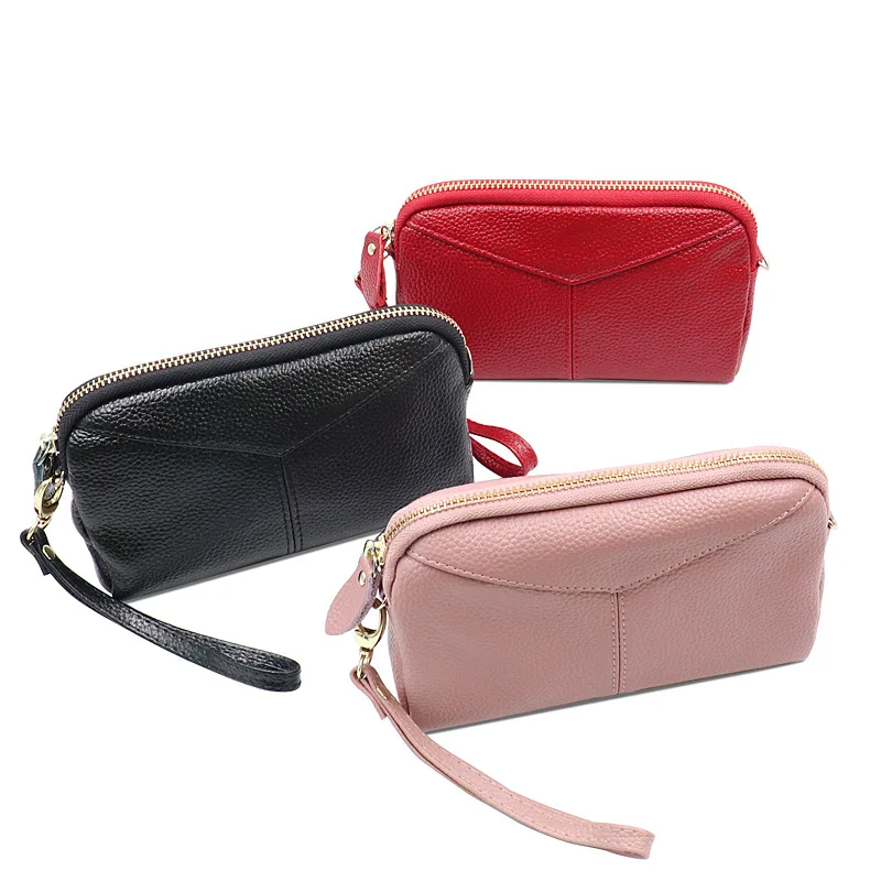 

2019 New European and American Fashion Cowhide Ladies Wallet Korean Lychee Leather Clutch Purse