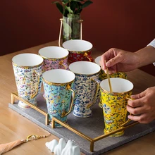 Jingdezhen Enamel Home Dessert Shop Bone China Mug Couples Cup Creative Cup Set Gift Box Birthday Gift