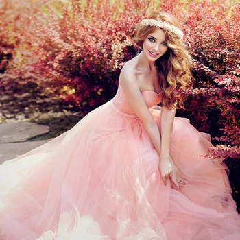 

Blush Pink Wedding Dresses Strapless Pleated Tulle Small Bow Belt Bridal Gowns Floor Length A Line Vestidos De Noiva