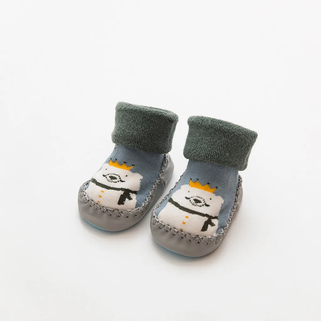 Зимние носки для малышей носки для мальчиков и девочек chaussette enfant, хлопковые детские гетры, детские носки-тапочки нескользящие носки для малышей - Цвет: Light blue