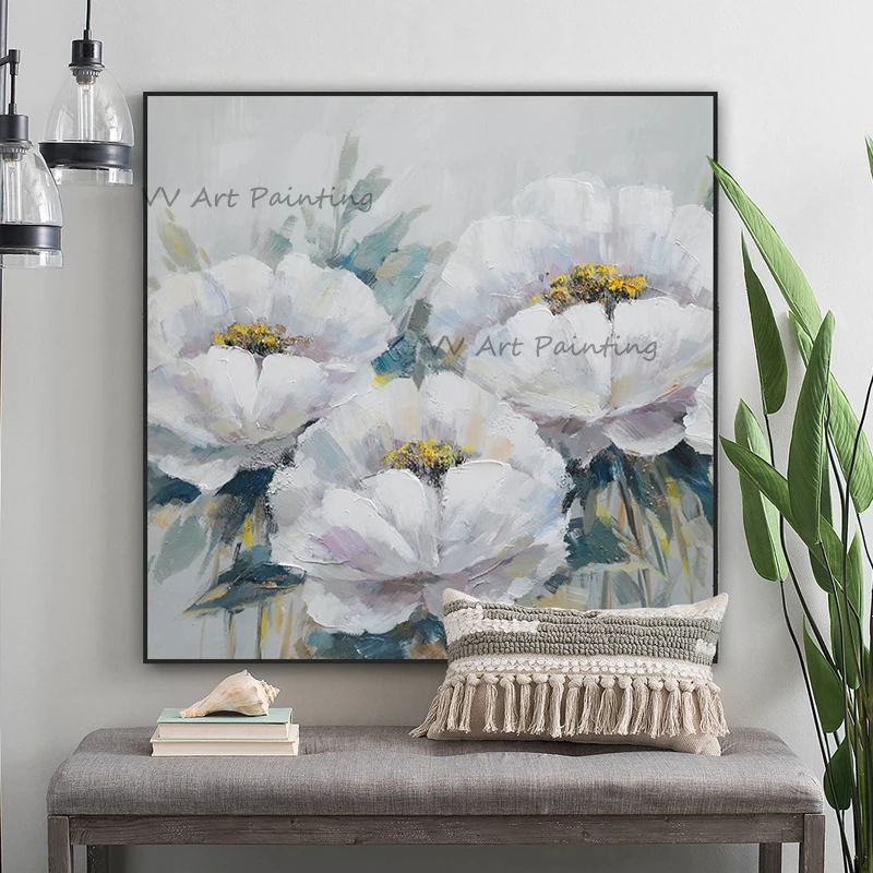 

The Fashion Handmade Abstract Flower Oil Painting For Living Room Decoration Handpainted Mural Peony Picuture Nature Oil Picture