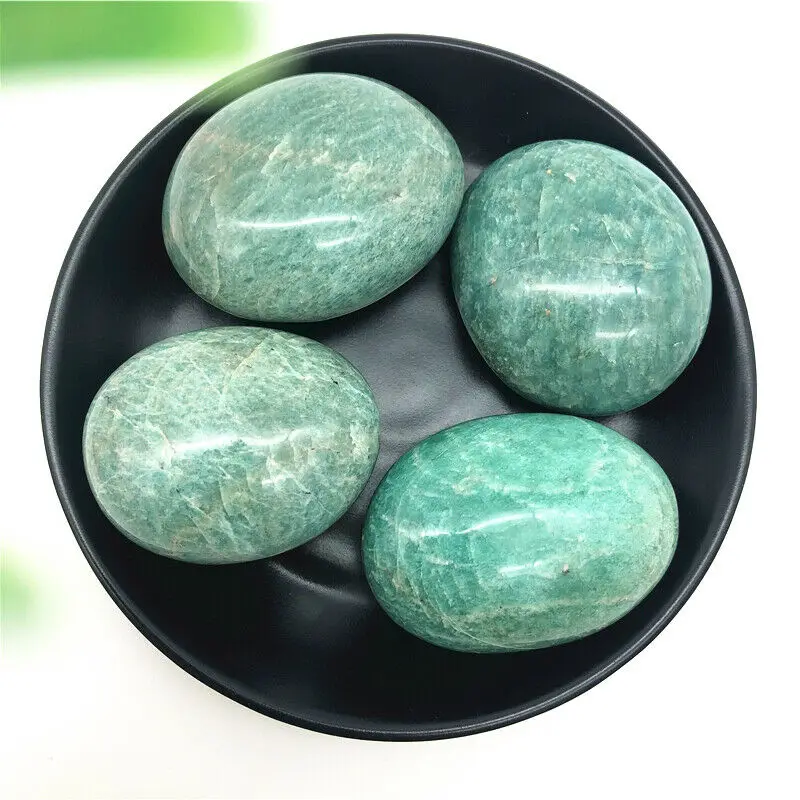 1PC Natural pulido amazonita de cristal de cuarzo masaje Palma espécimen de piedra de curación piedras naturales y minerales