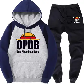 

Anime Print Male Hooded Sweatshirt One Piece Skull Mens Sportspants Casual Harajuku Clothes Set Autumn Fleece Brand 2 Piece Suit