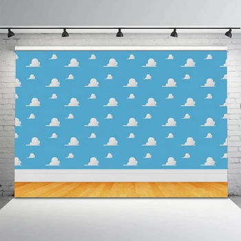 

White cloud backdrop for photography cartoon happy birthday theme party decoration background for photo studio newborn birthday
