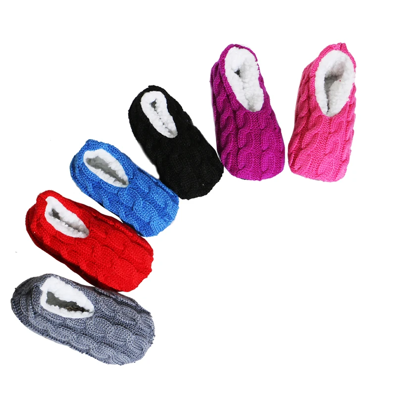 Woman Plush Home Solid Color Shoes Women Flush Indoor Floor Sock Winter Warmer Soft Bottom Christmas Slippers Footwear pantoufle