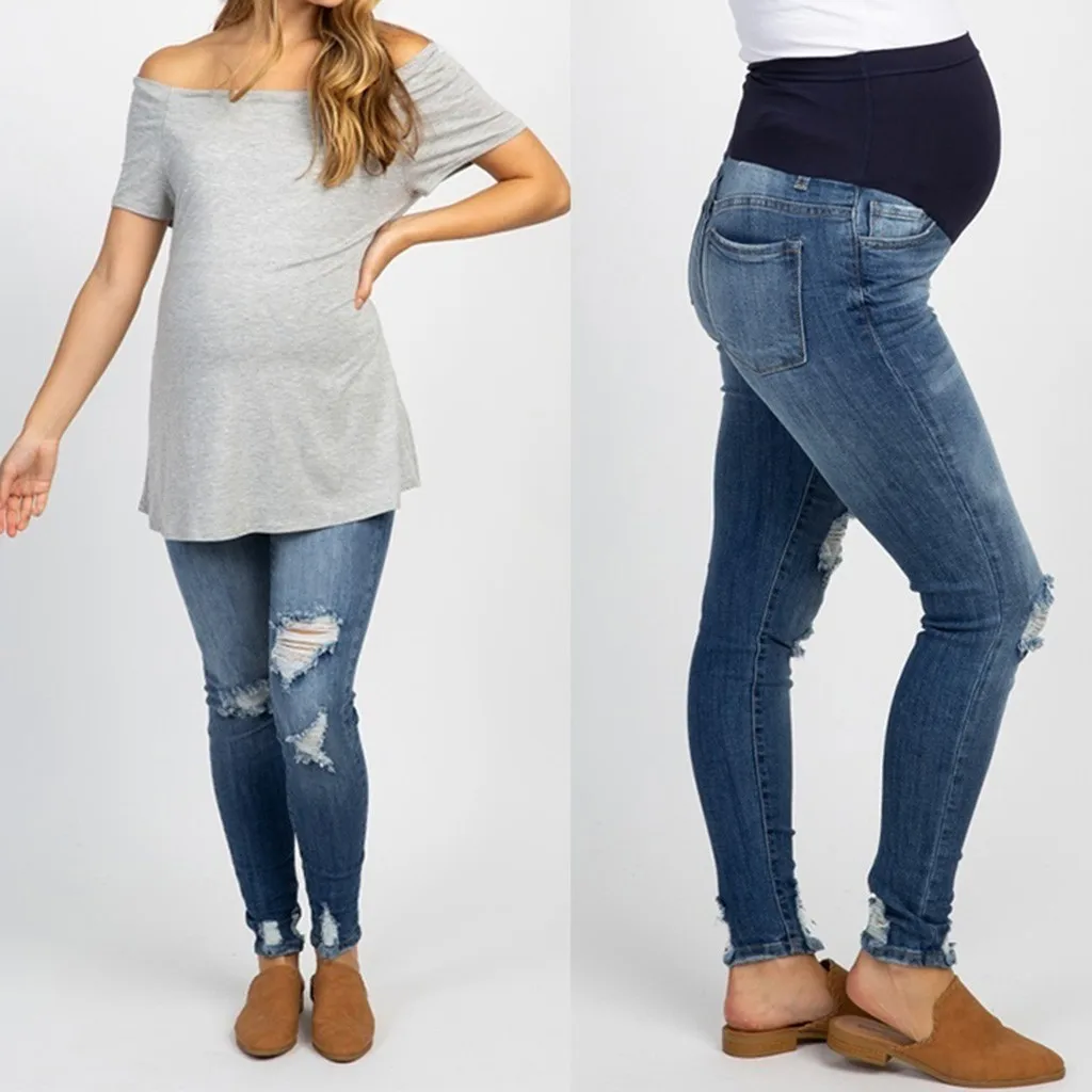 Рваные джинсы для беременных женщин; брюки для беременных; Одежда для беременных женщин; брюки для кормящих; леггинсы для живота; zwangerschaps kleding