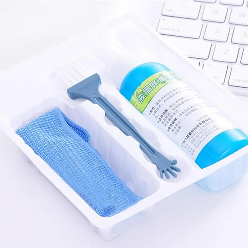Three-piece Laptop Monitor Cleaning Kit with Liquid Cleaner, Brush, and Cloth Set Description Image.This Product Can Be Found With The Tag Names Computer cleaners, Computer Office, Laptop monitor cleaning kit lcd mobile phone screen
