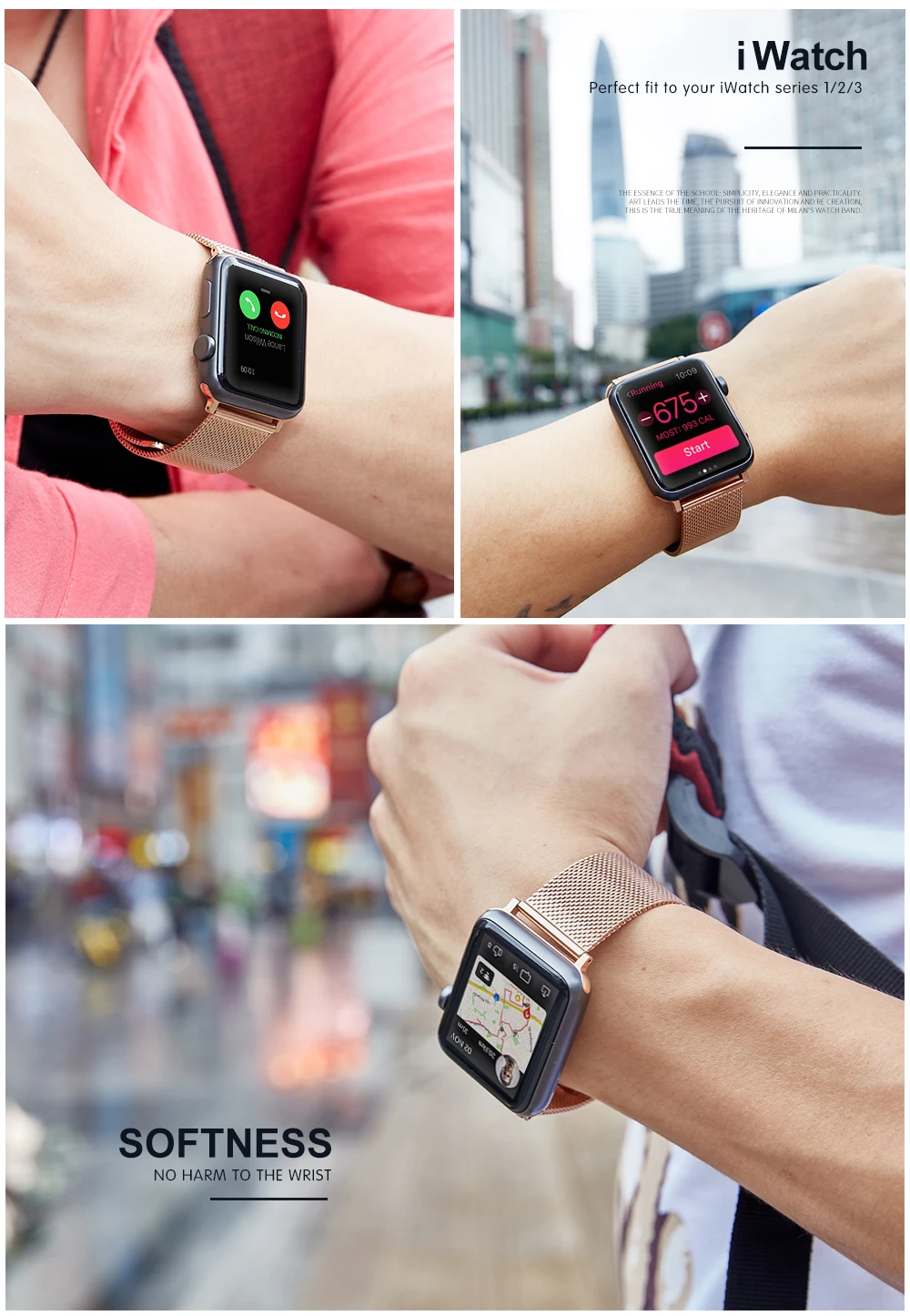 Milanese Loop for Apple Watch Band 7 6 SE 5 4 44mm 42mm Stainless Steel Bracelet Metal Wrist Strap of iWatch Series 2 3 38mm 40m