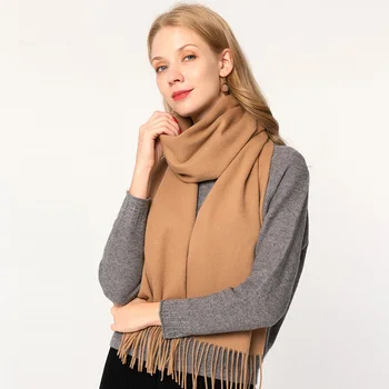

Women's Cashmere Scarf Tassels Solid Blending Cashmere and Wool Scarf Winter Autumn Ladies Luxury Design Warm Wool Scarves