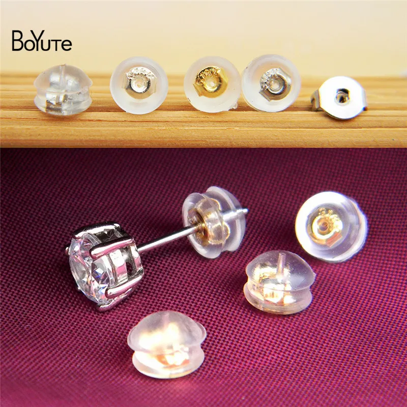 

BoYuTe 20Pcs 5*4.2MM Silicone Wrapped Butterfly Ear Plug Earring Backs Earrings Stopper Silicon Diy Jewelry Findings Components
