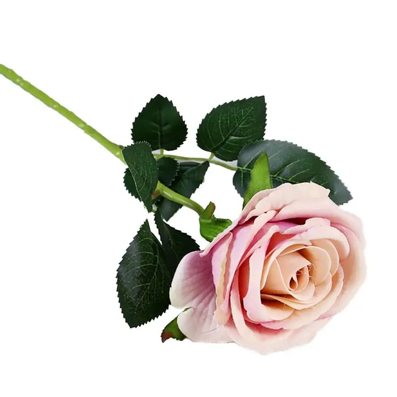 Искусственная Роза, один длинный стебель, белая роза, реалистичный цветок для дома, сада, вечерние, для отеля, офиса, Декор - Цвет: Pink