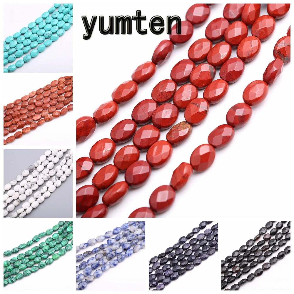Yumten овальные бусины из яшмы DIY натуральный камень браслет ожерелье Tbsidian опал Агат