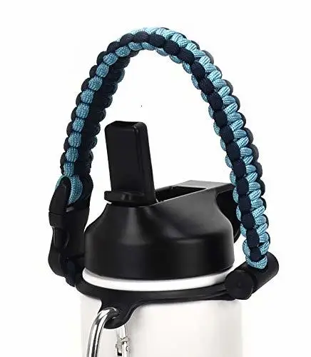 Paracord ручка для гидро колбы с широким горлом бутылки безопасности кольцо и карабин, с изолированной широким горлом соломенной крышкой и двумя соломинками