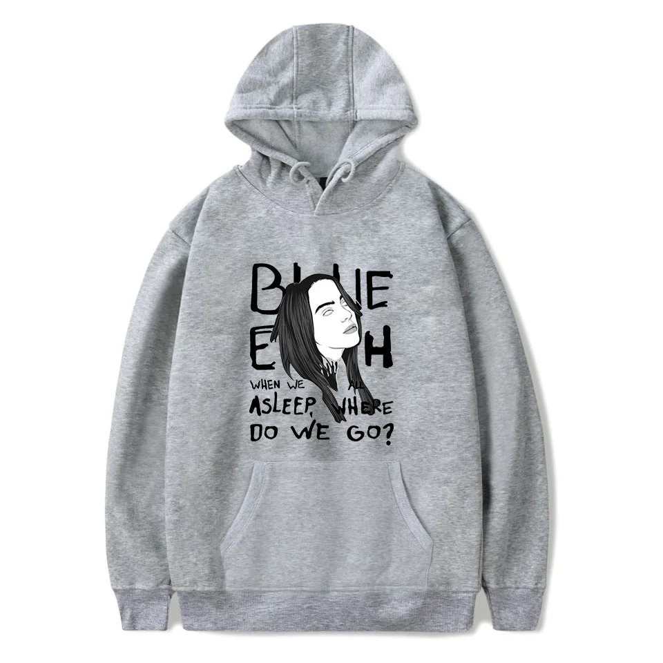 Gray-A Приграничный европейский и американский стиль для Billie Eilish принт тренд для мужчин и женщин с Повседневная Толстовка с капюшоном - Цвет: Gray-A