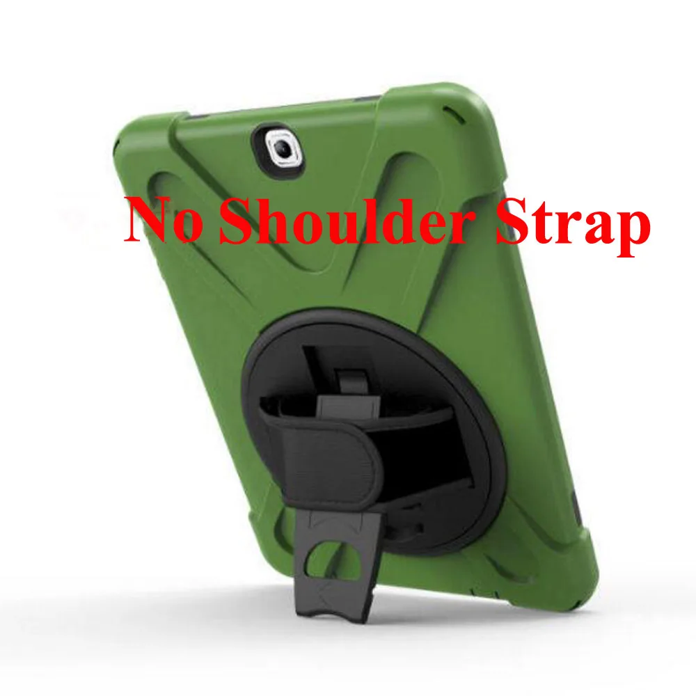 army green Чехол для Samsung Galaxy Tab A 9,7 SM-T550 T555 P550, вращающаяся подставка/ремешок для рук сверхмощный ударопрочный защитный чехол для всего тела - Цвет: army green