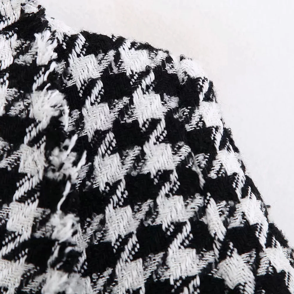 wonderful  Women tweed jackets 2019 fashion office ladies black tassel Houndstooth coats female autumn vintage