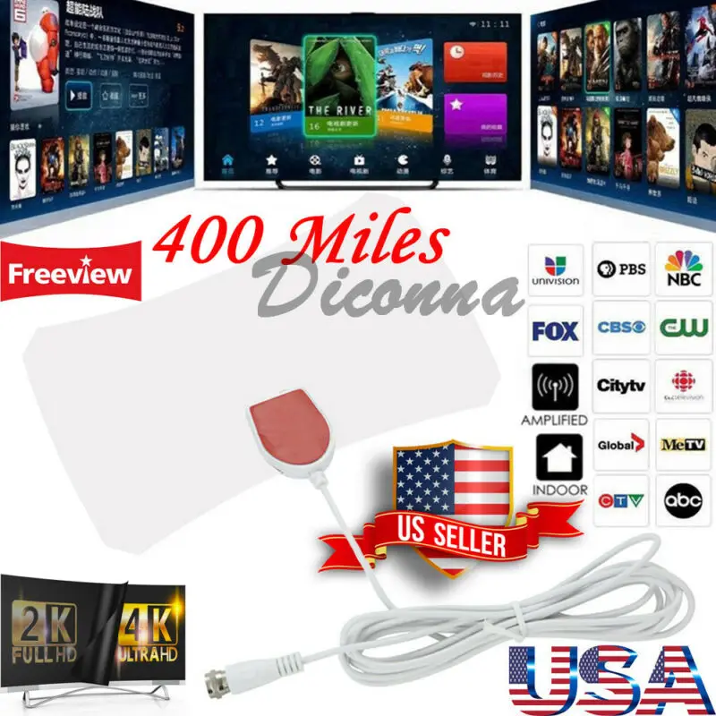 400 Миля Диапазон антенна ТВ цифровая HD Skylink 4K антенна цифровая внутренняя HD ТВ 1080p