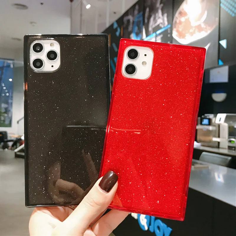 Чехол для телефона с блестками iPhone X XR XS 11 Pro Max квадратный чехол 6 6S 7 8 Plus модные