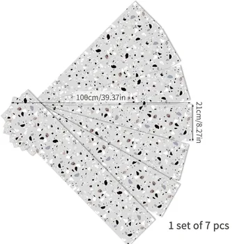 

7pcs/set Modern Multi Functional Wall Decals PVC Self-adhesive Waterproof Wall Sticker Dark Gray Terrazzo Stickers Room Decor